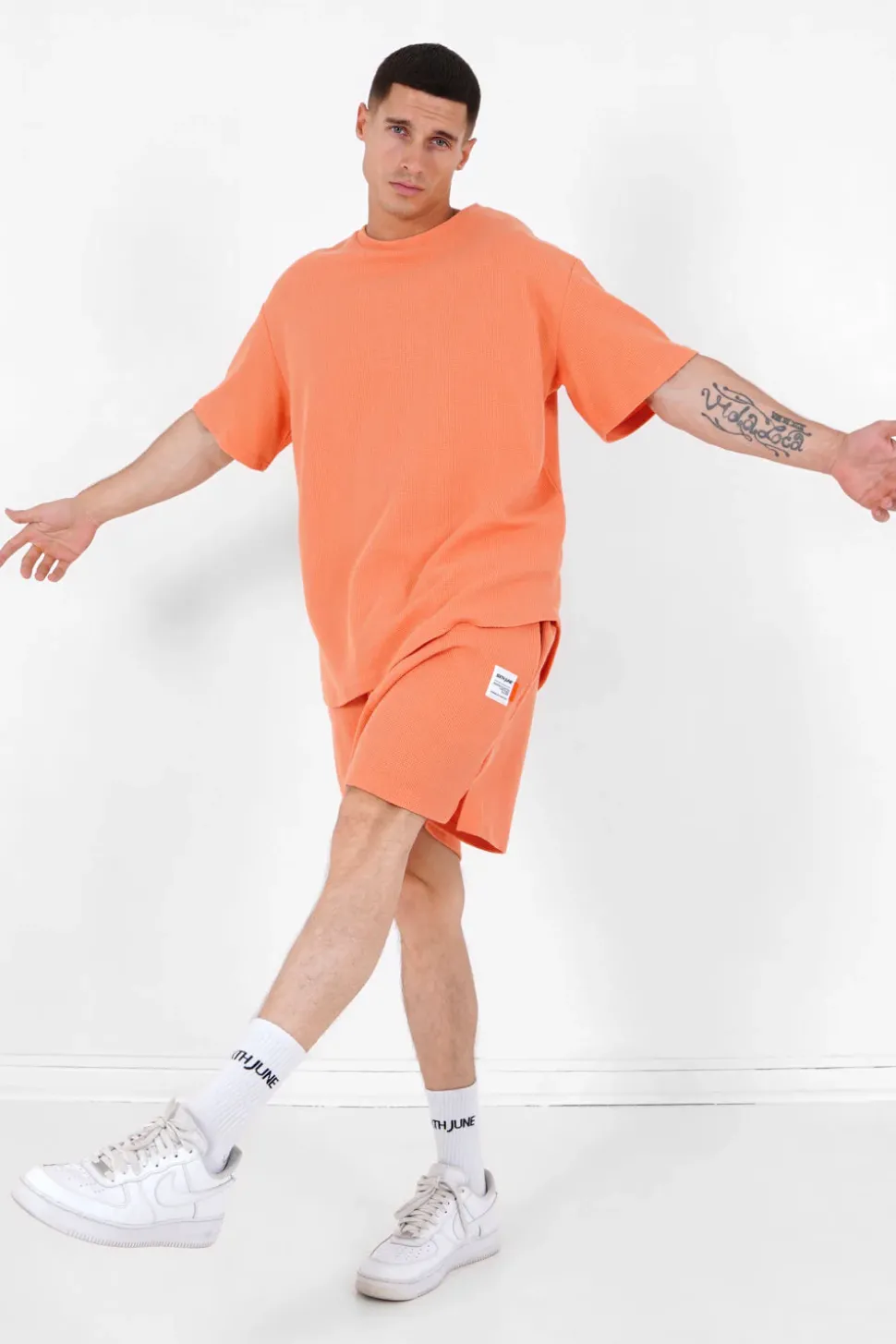 T-Shirt Gaufre Oversize Orange