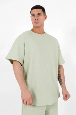 T-Shirt Gaufre Oversize Vert Clair