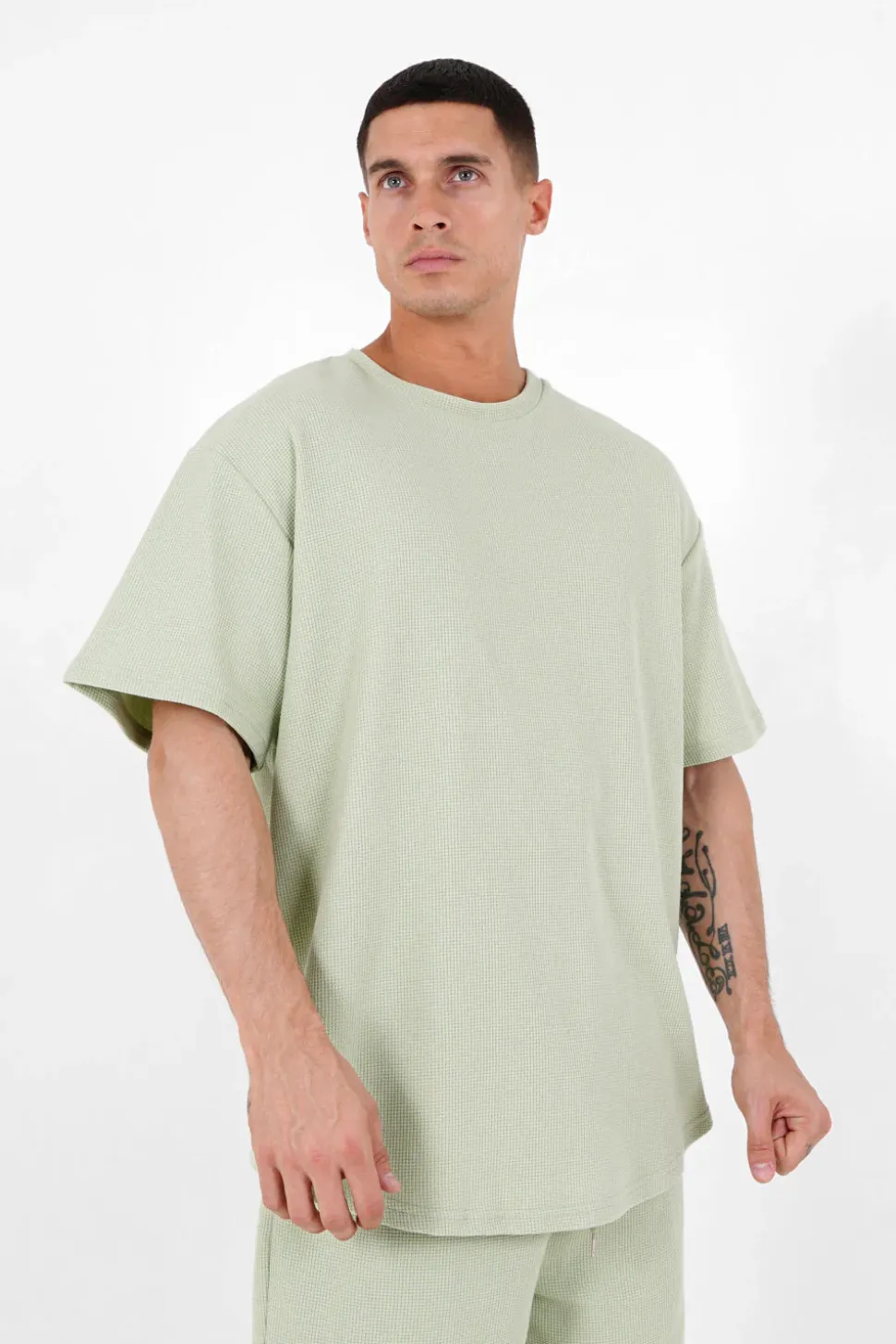 T-Shirt Gaufre Oversize Vert Clair