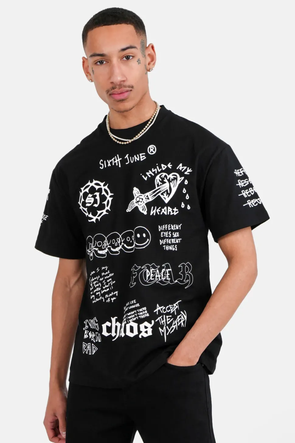 T-Shirt Inscription Gothique Noir