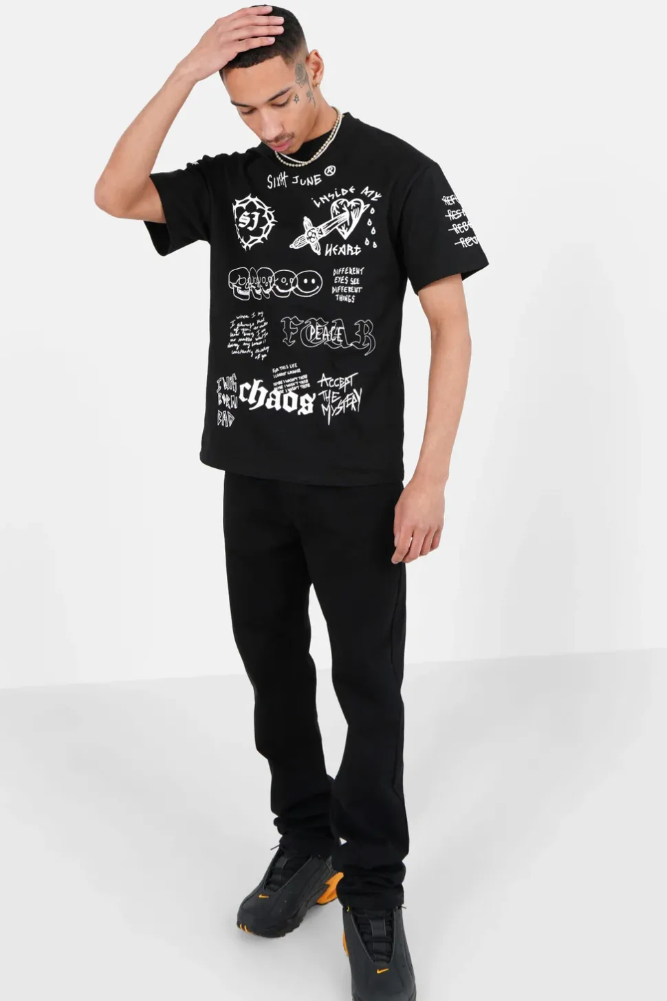 T-Shirt Inscription Gothique Noir