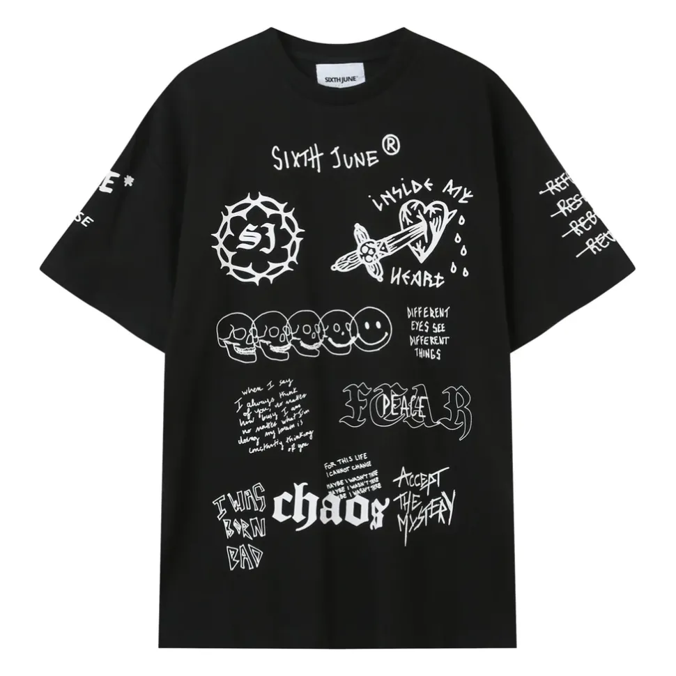 T-Shirt Inscription Gothique Noir