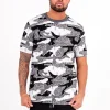 T-Shirt Jacquard Camouflage Logo Noir