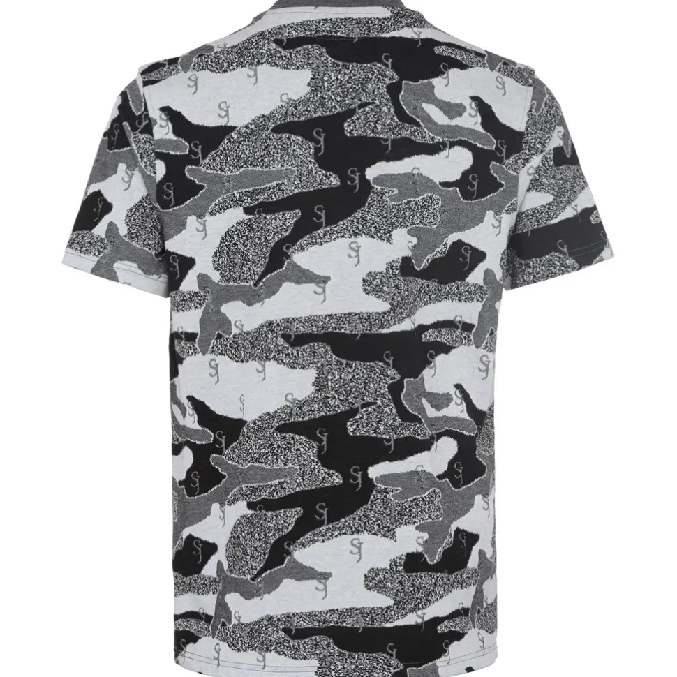 T-Shirt Jacquard Camouflage Logo Noir