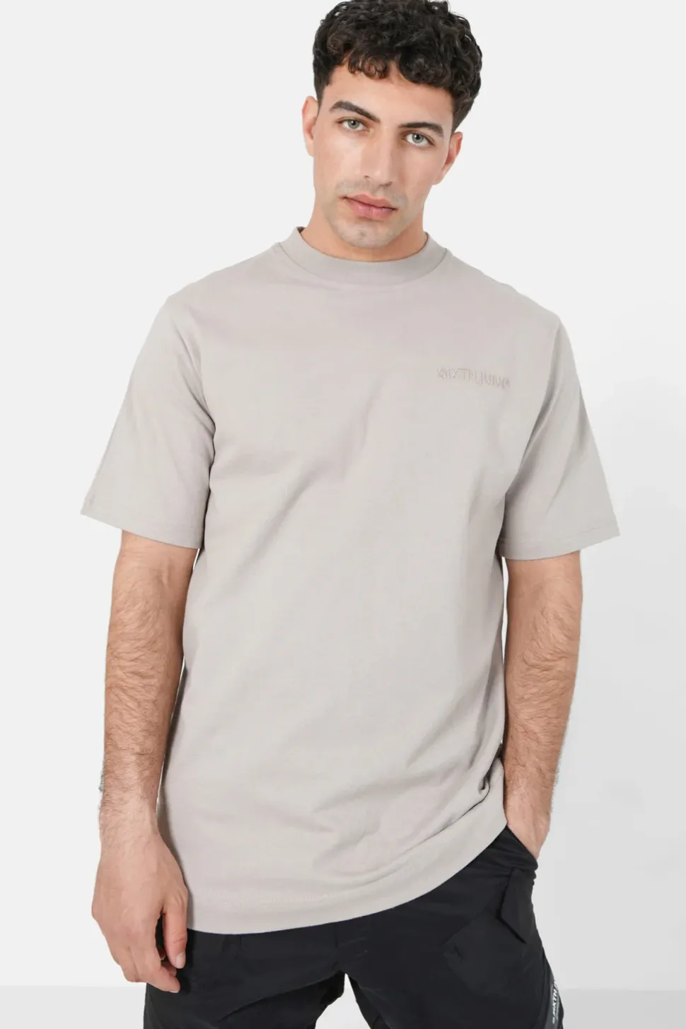 T-Shirt Logo Brode Beige Fonce