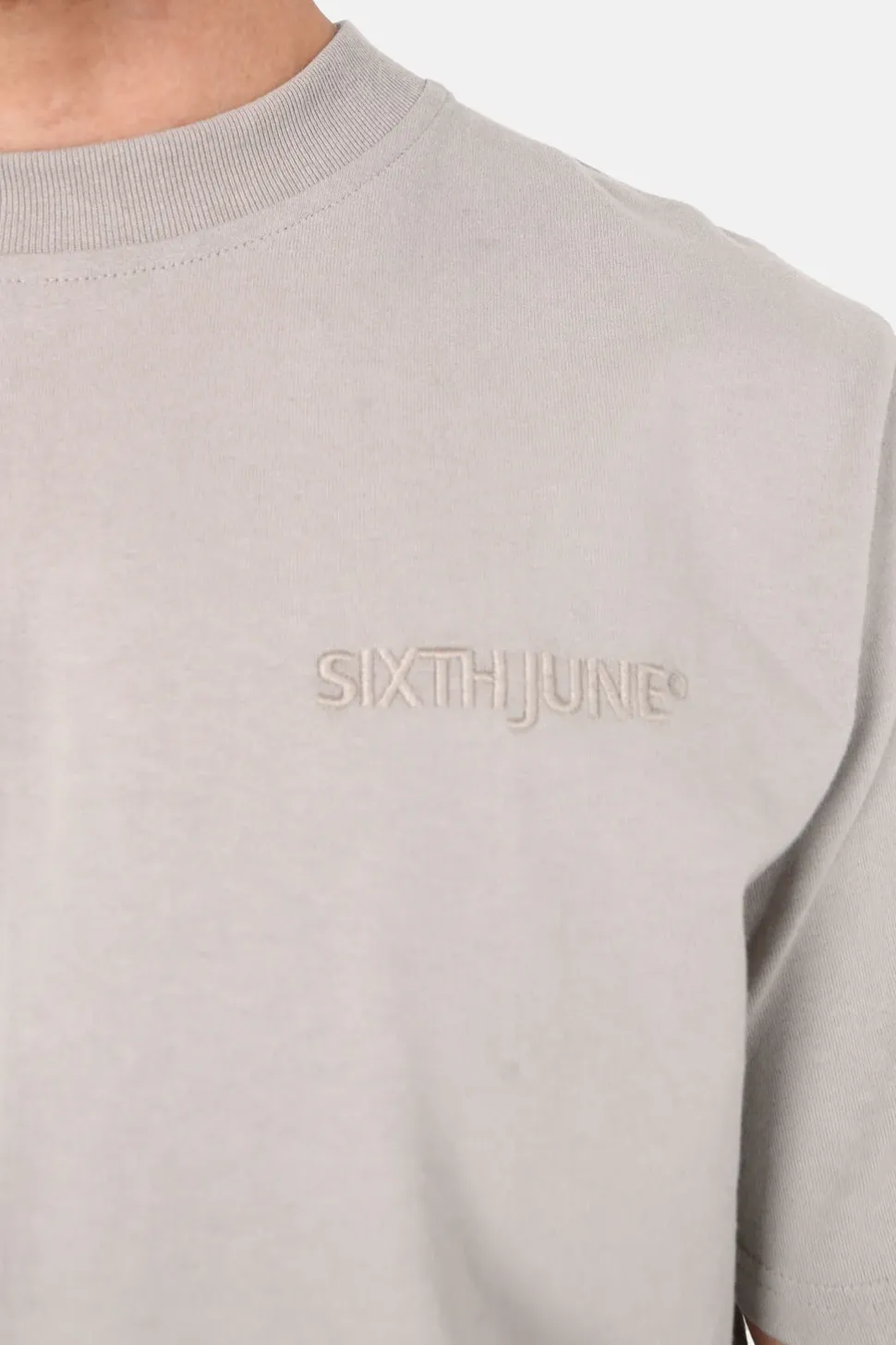 T-Shirt Logo Brode Beige Fonce