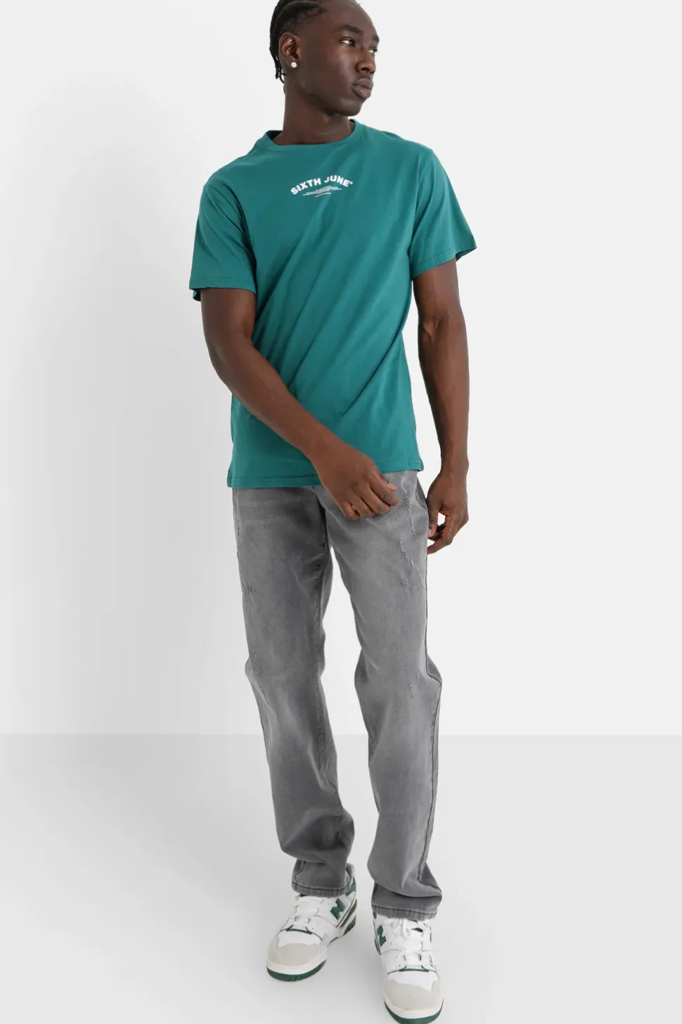 T-Shirt Logo Incurve Avant Arriere Vert Fonce