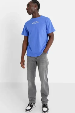 T-Shirt Logo Incurve Avant Arriere Bleu Fonce