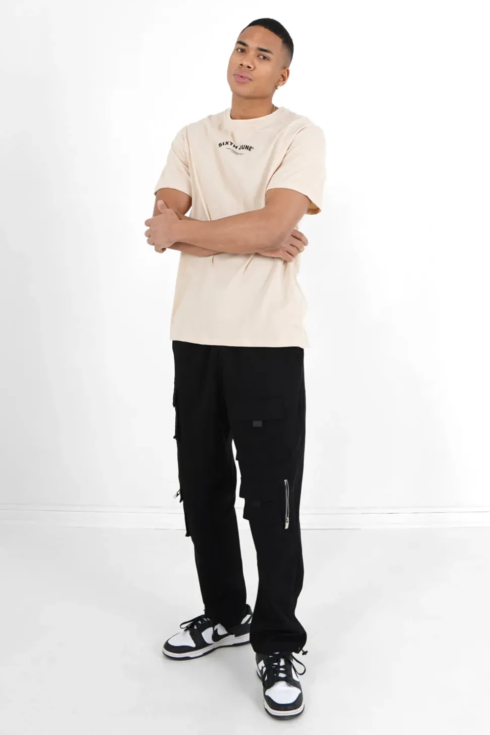 T-Shirt Logo Incurve Avant Arriere Beige