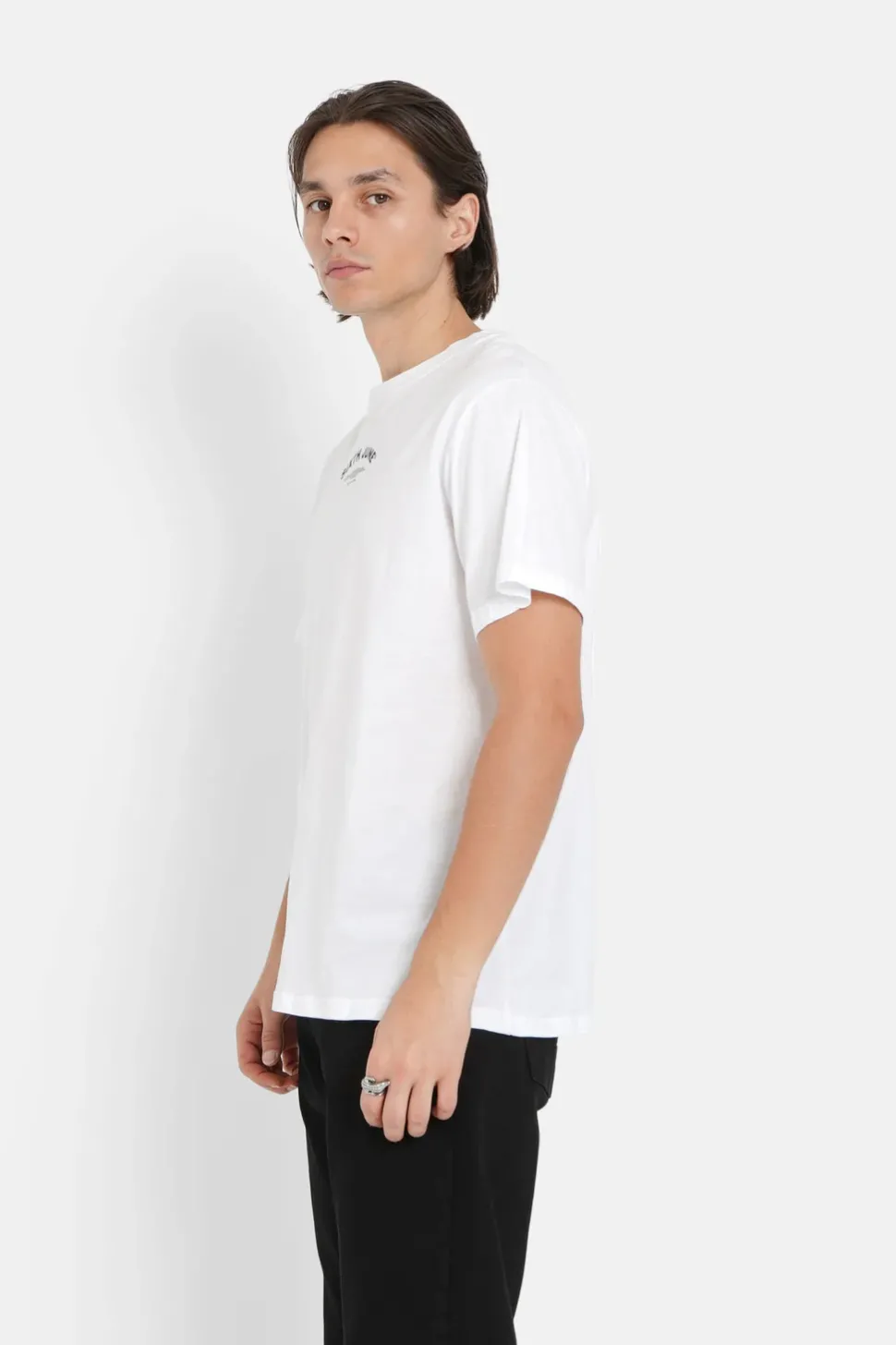 T-Shirt Logo Incurve Avant Arriere Blanc