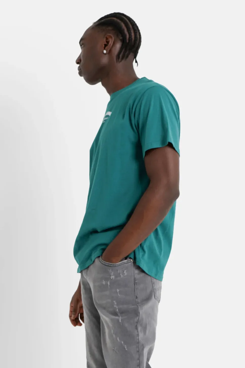 T-Shirt Logo Incurve Avant Arriere Vert Fonce