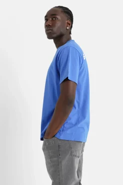 T-Shirt Logo Incurve Avant Arriere Bleu Fonce