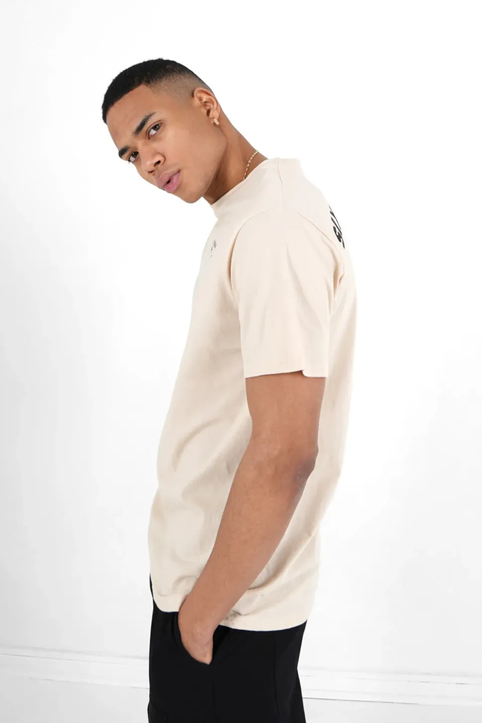 T-Shirt Logo Incurve Avant Arriere Beige