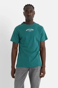 T-Shirt Logo Incurve Avant Arriere Vert Fonce