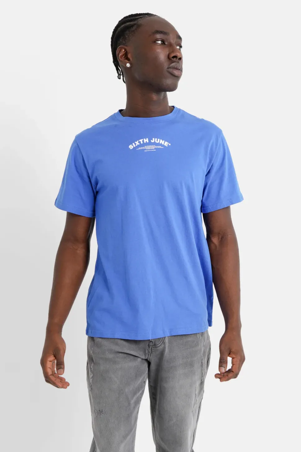 T-Shirt Logo Incurve Avant Arriere Bleu Fonce