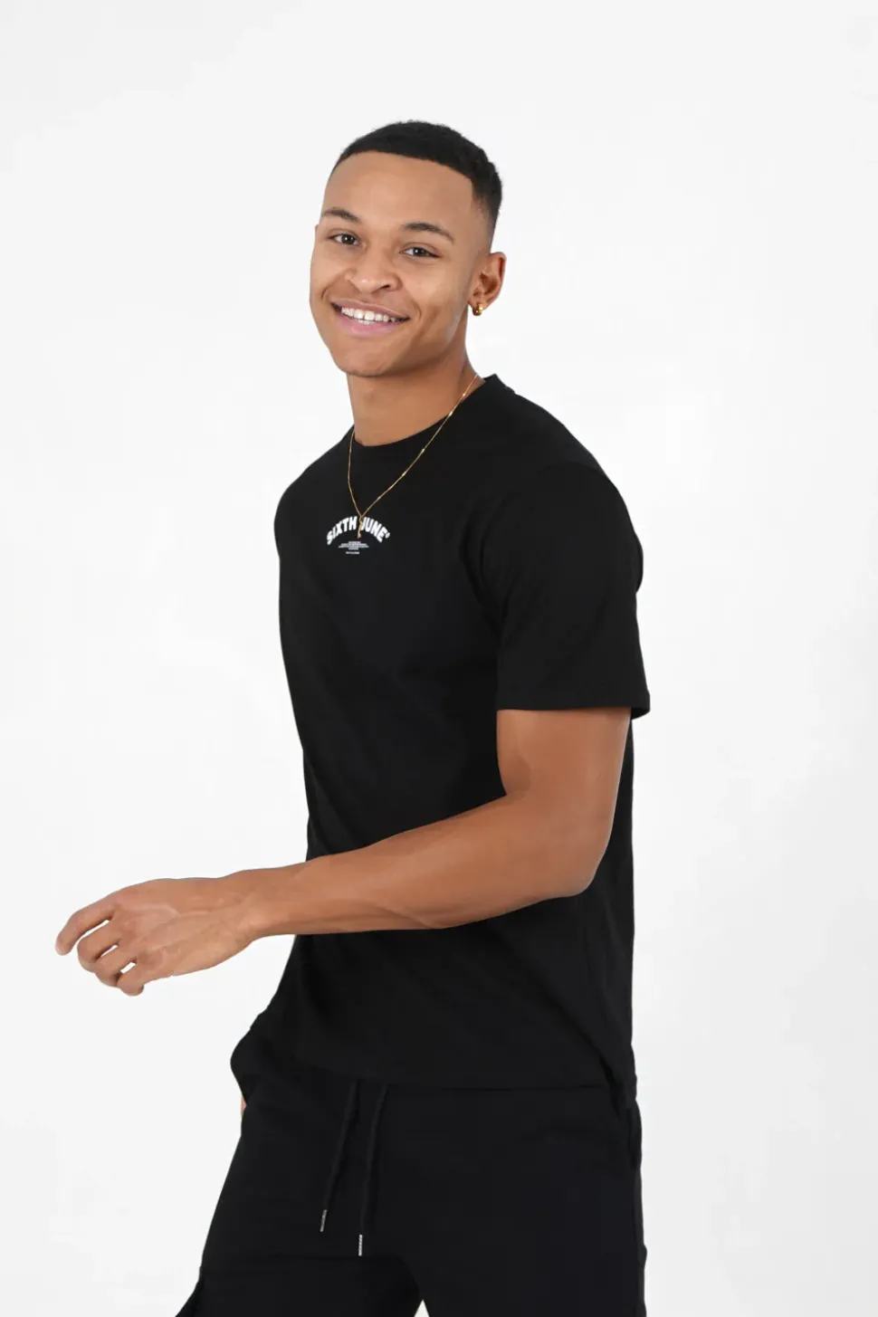 T-Shirt Logo Incurve Avant Arriere Noir