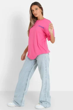 T-Shirt Long Logo Court Rose Fonce