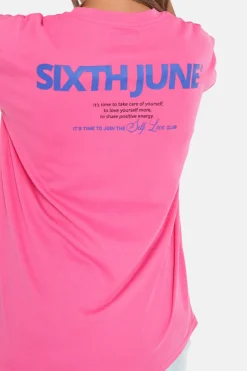 T-Shirt Long Logo Court Rose Fonce