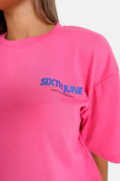 T-Shirt Long Logo Court Rose Fonce