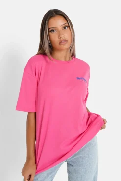 T-Shirt Long Logo Court Rose Fonce