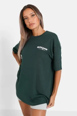 T-Shirt Long Logo Court Vert Fonce