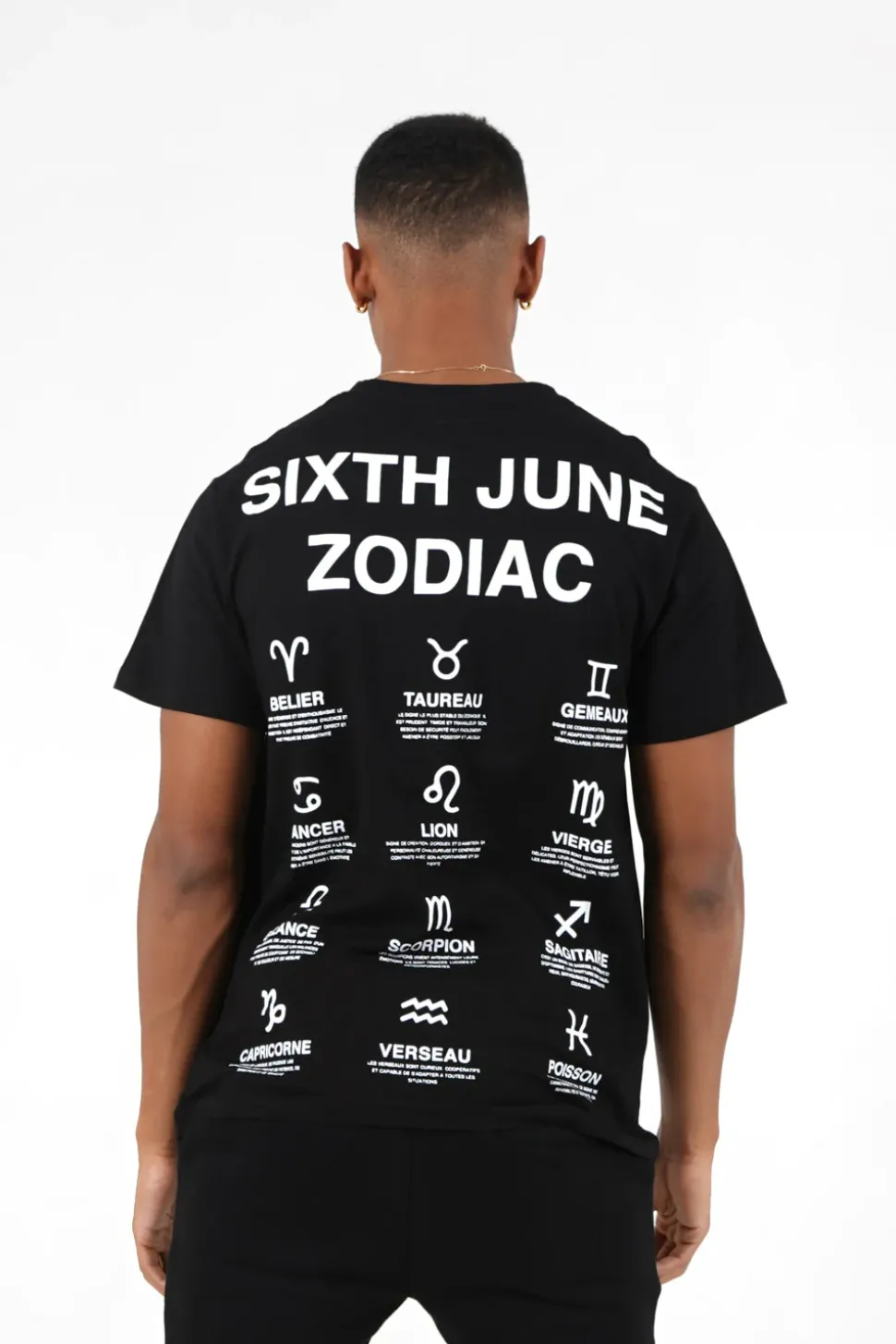 T-Shirt Manches Courtes Signes Zodiaque Noir