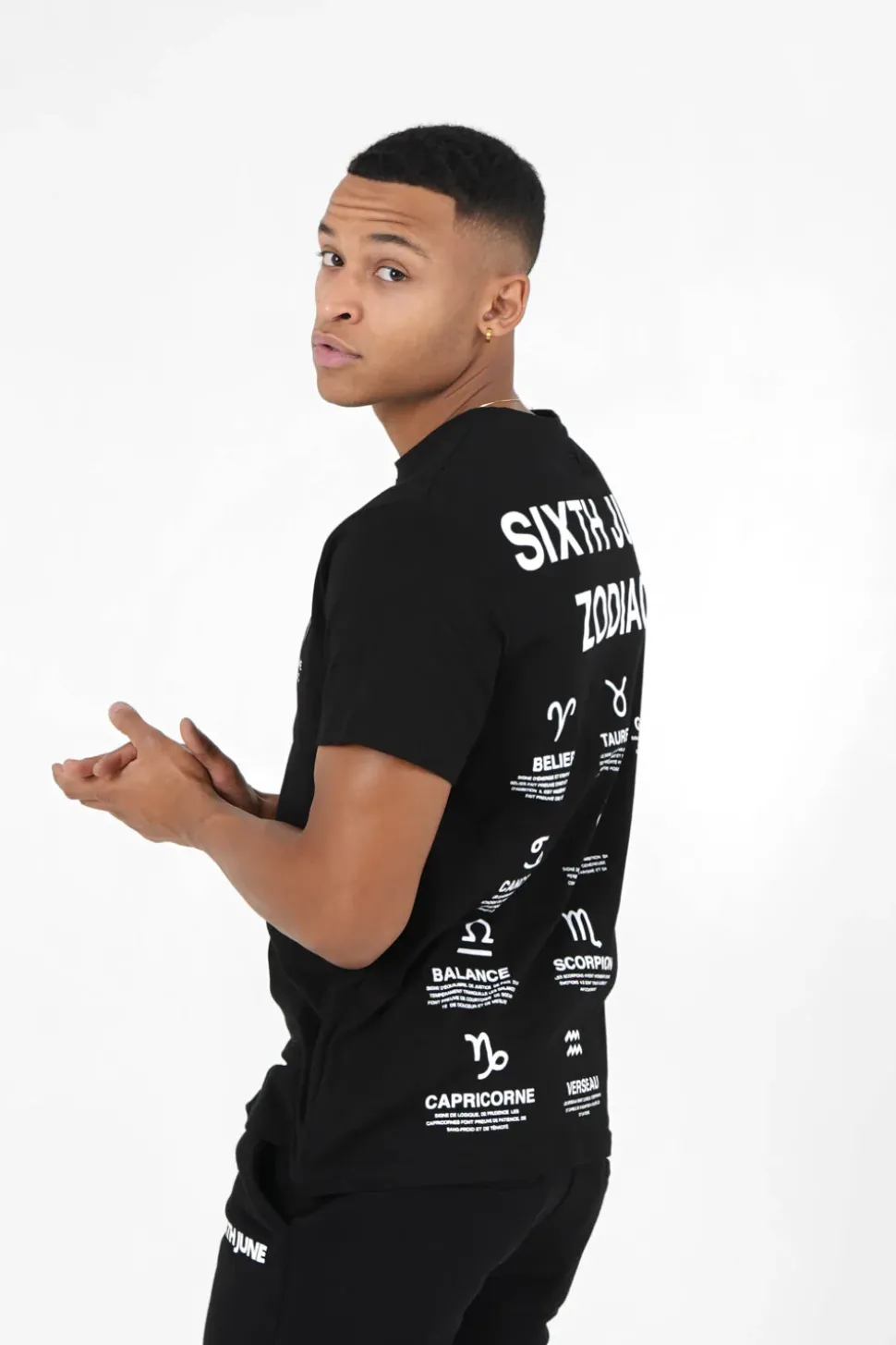 T-Shirt Manches Courtes Signes Zodiaque Noir