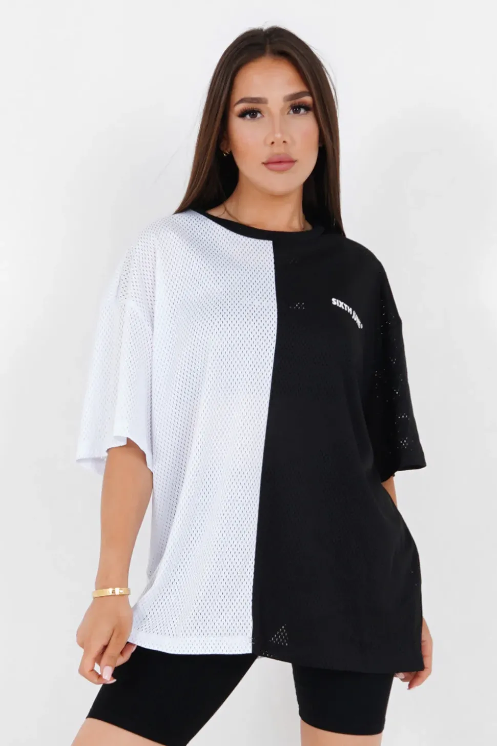 T-Shirt Mesh Bicolore Noir