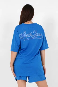 T-Shirt Mesh Logo Bleu
