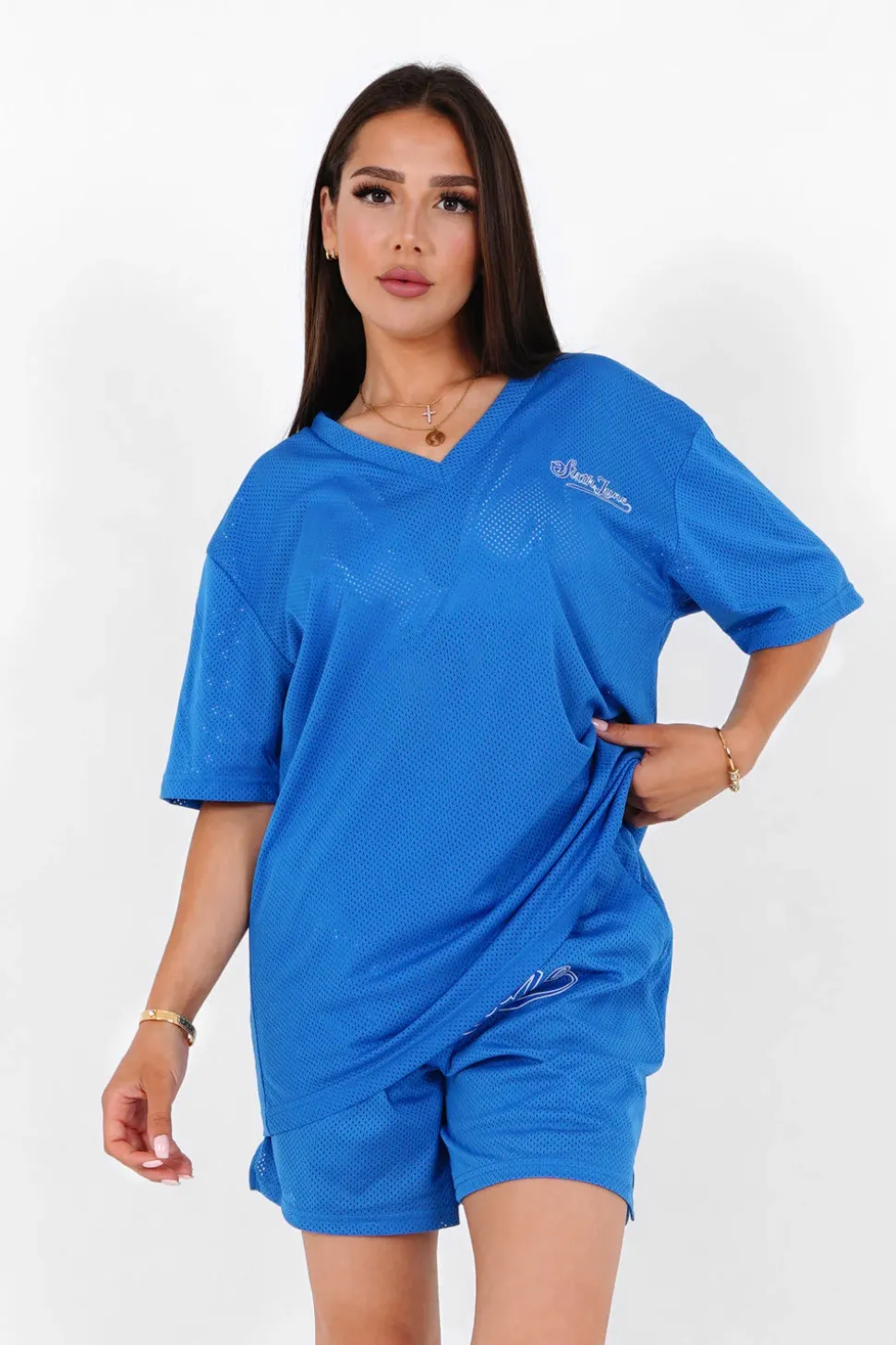 T-Shirt Mesh Logo Bleu