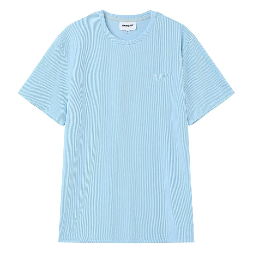 T-Shirt Plisse Bleu Clair