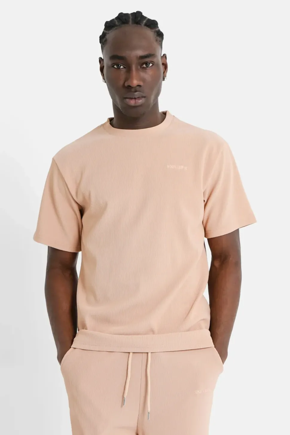 T-Shirt Plisse Manches Courtes Beige