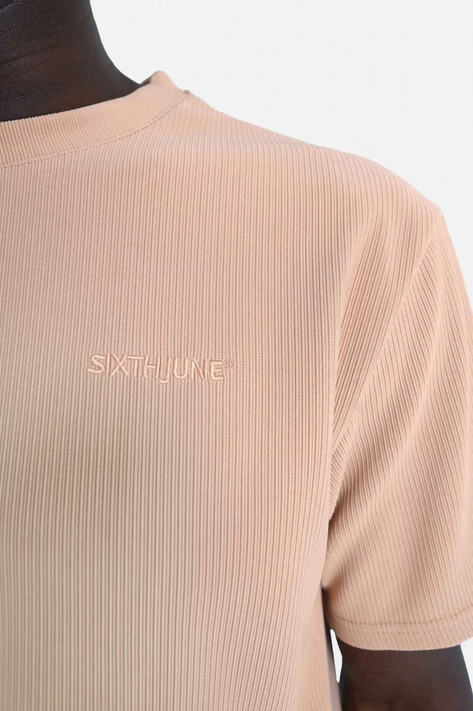 T-Shirt Plisse Manches Courtes Beige
