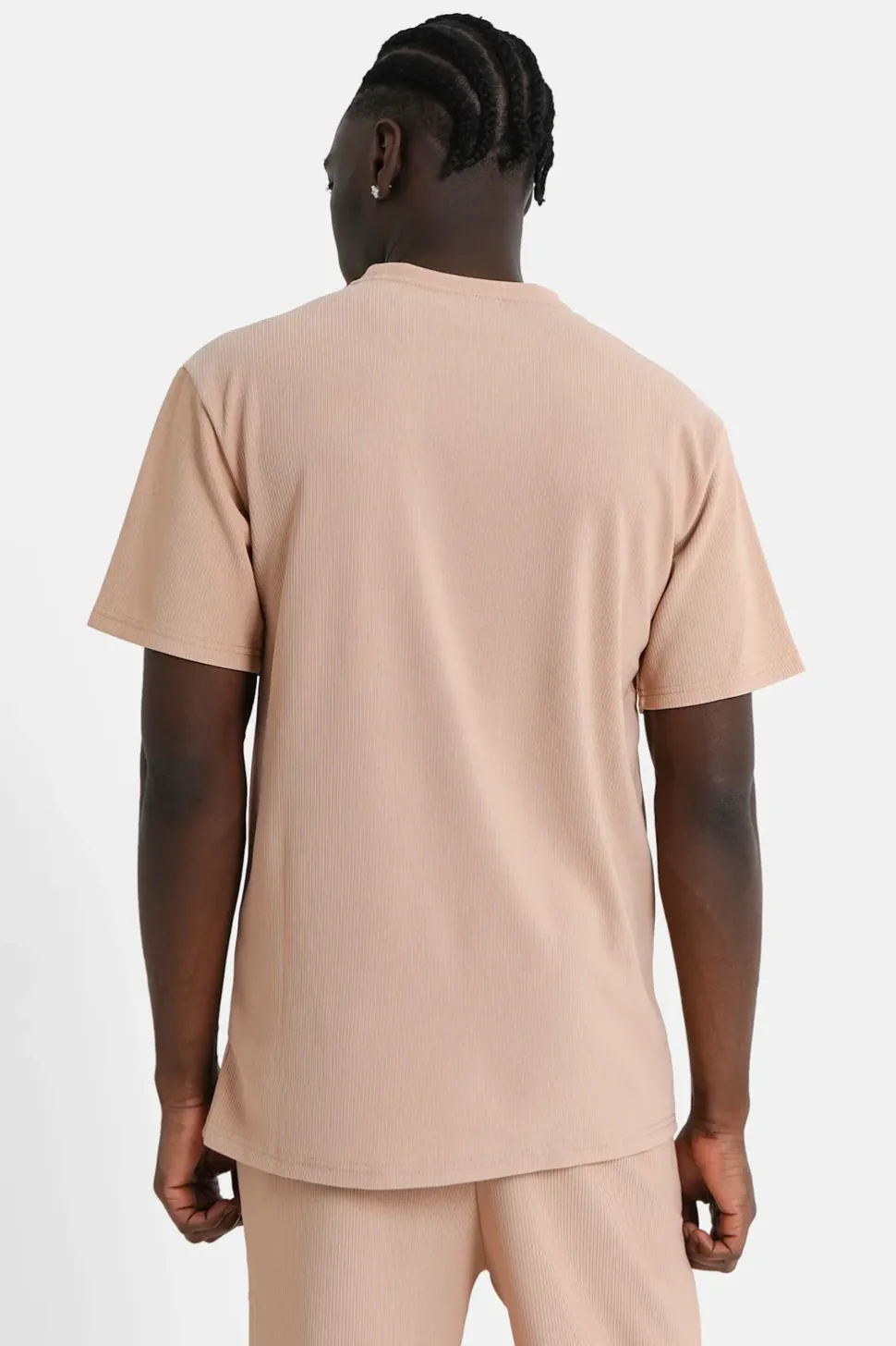 T-Shirt Plisse Manches Courtes Beige