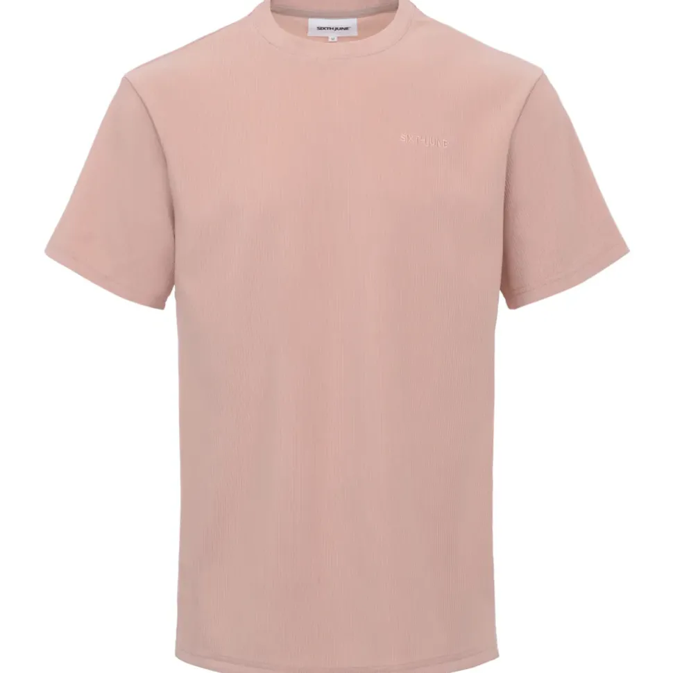 T-Shirt Plisse Manches Courtes Beige