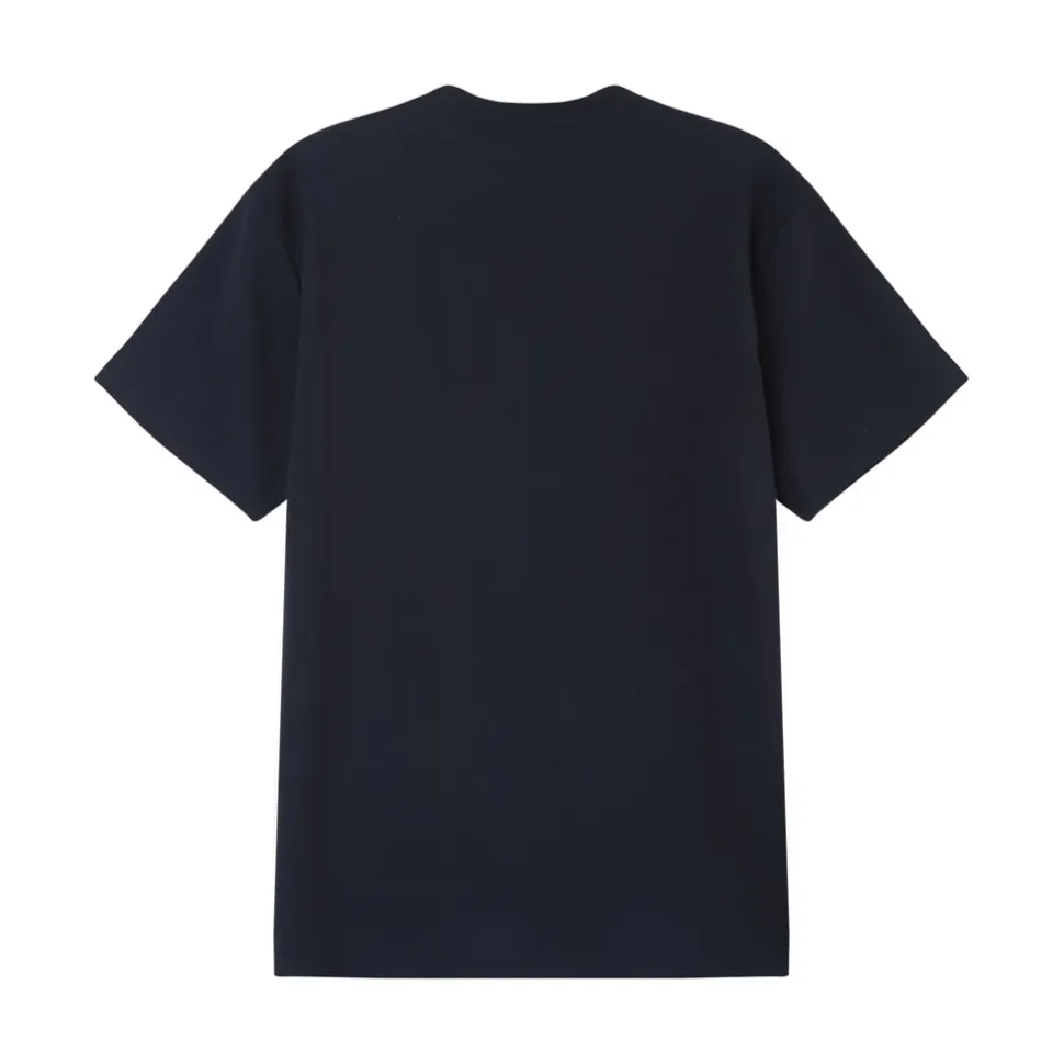 T-Shirt Plisse Manches Courtes Bleu Fonce