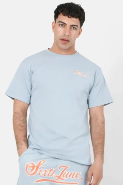 T-Shirt Retro Logo Bleu Clair