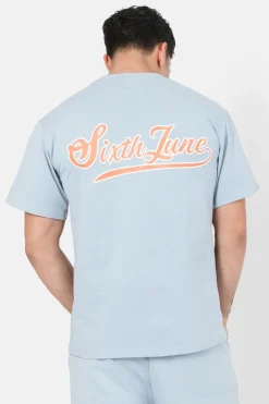 T-Shirt Retro Logo Bleu Clair