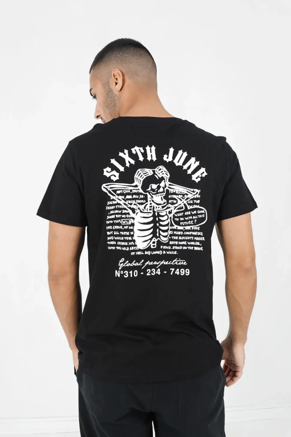 T-Shirt Squelette Gothique Noir