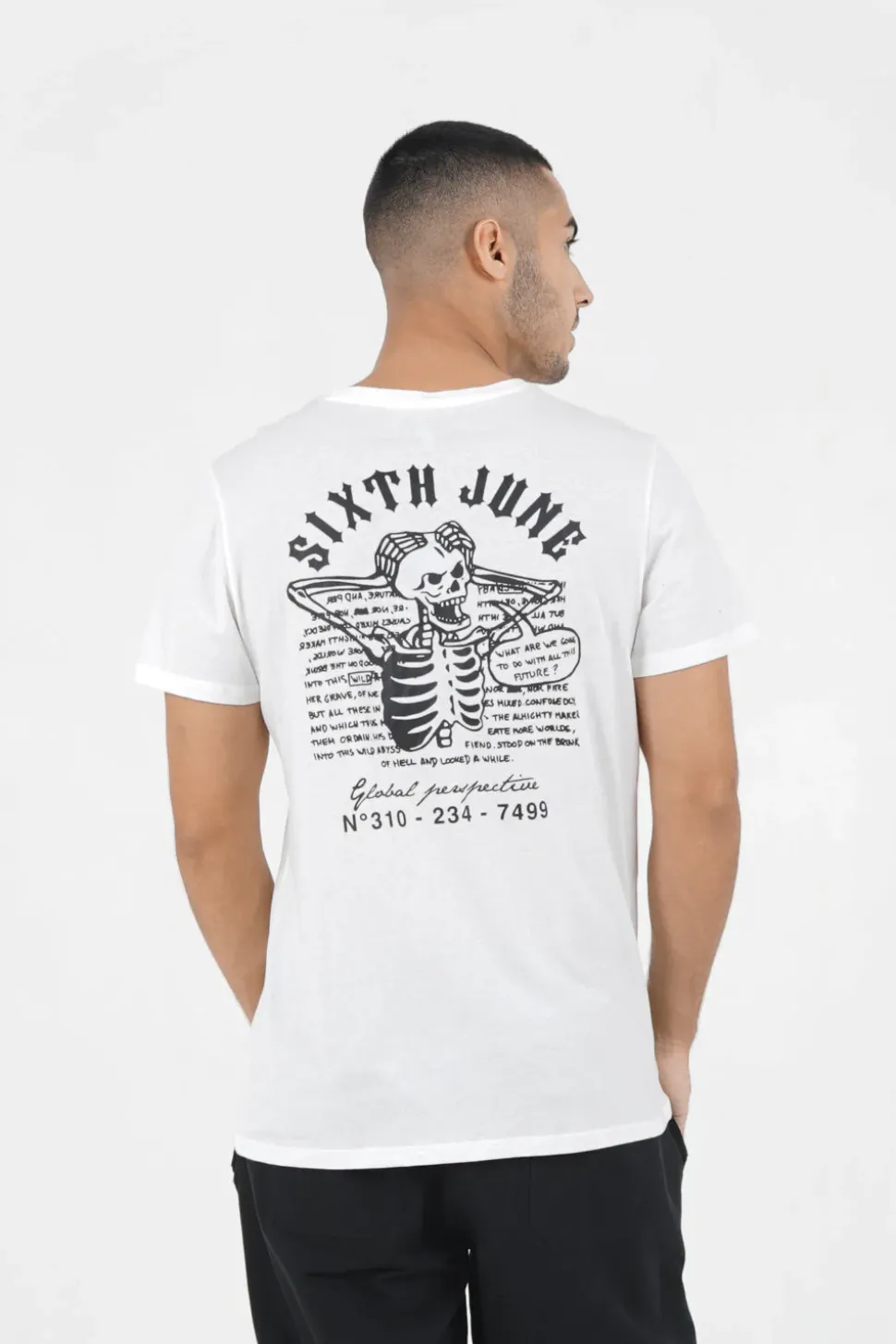 T-Shirt Squelette Gothique Blanc