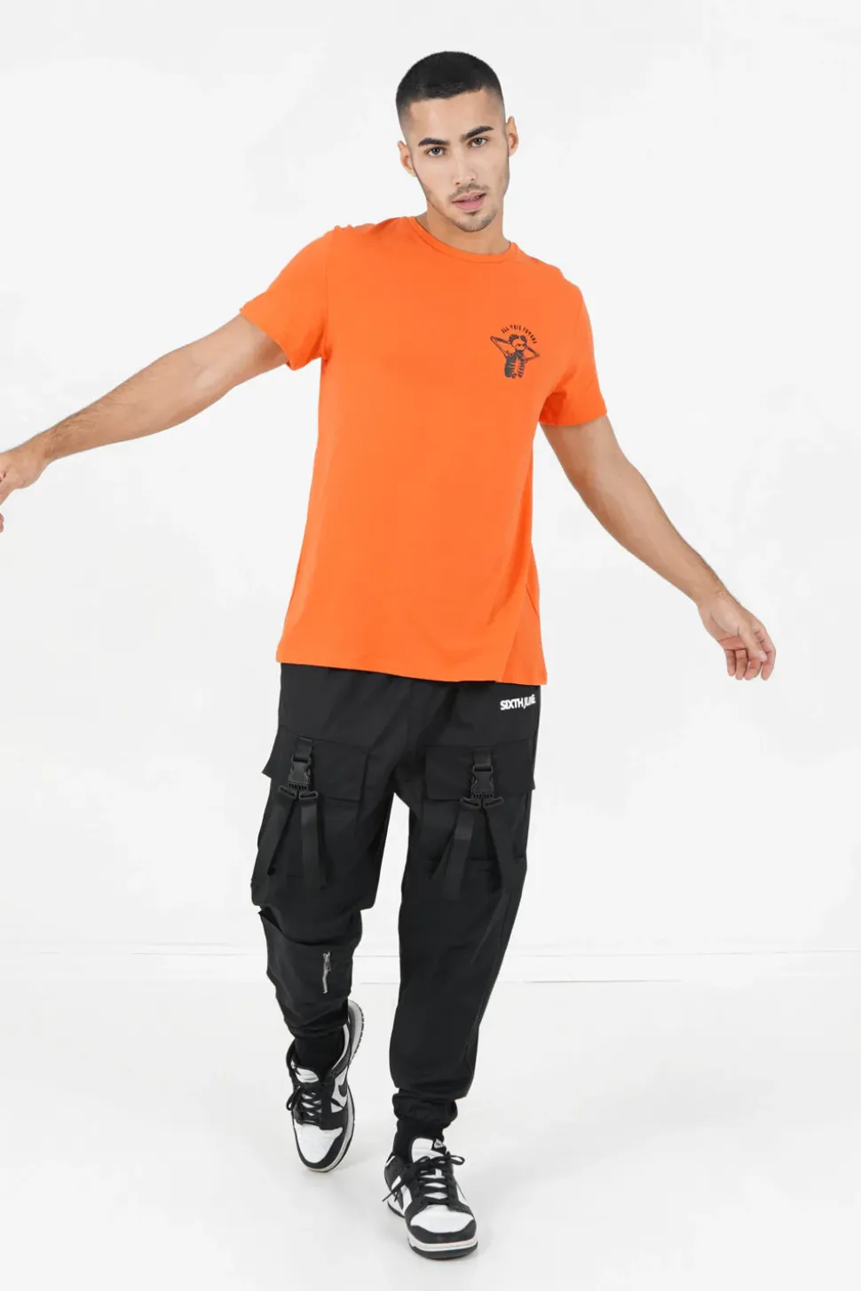 T-Shirt Squelette Gothique Orange