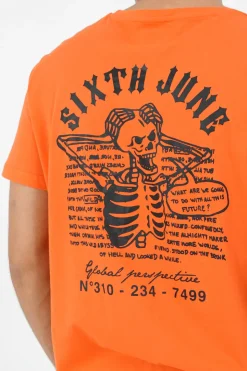 T-Shirt Squelette Gothique Orange