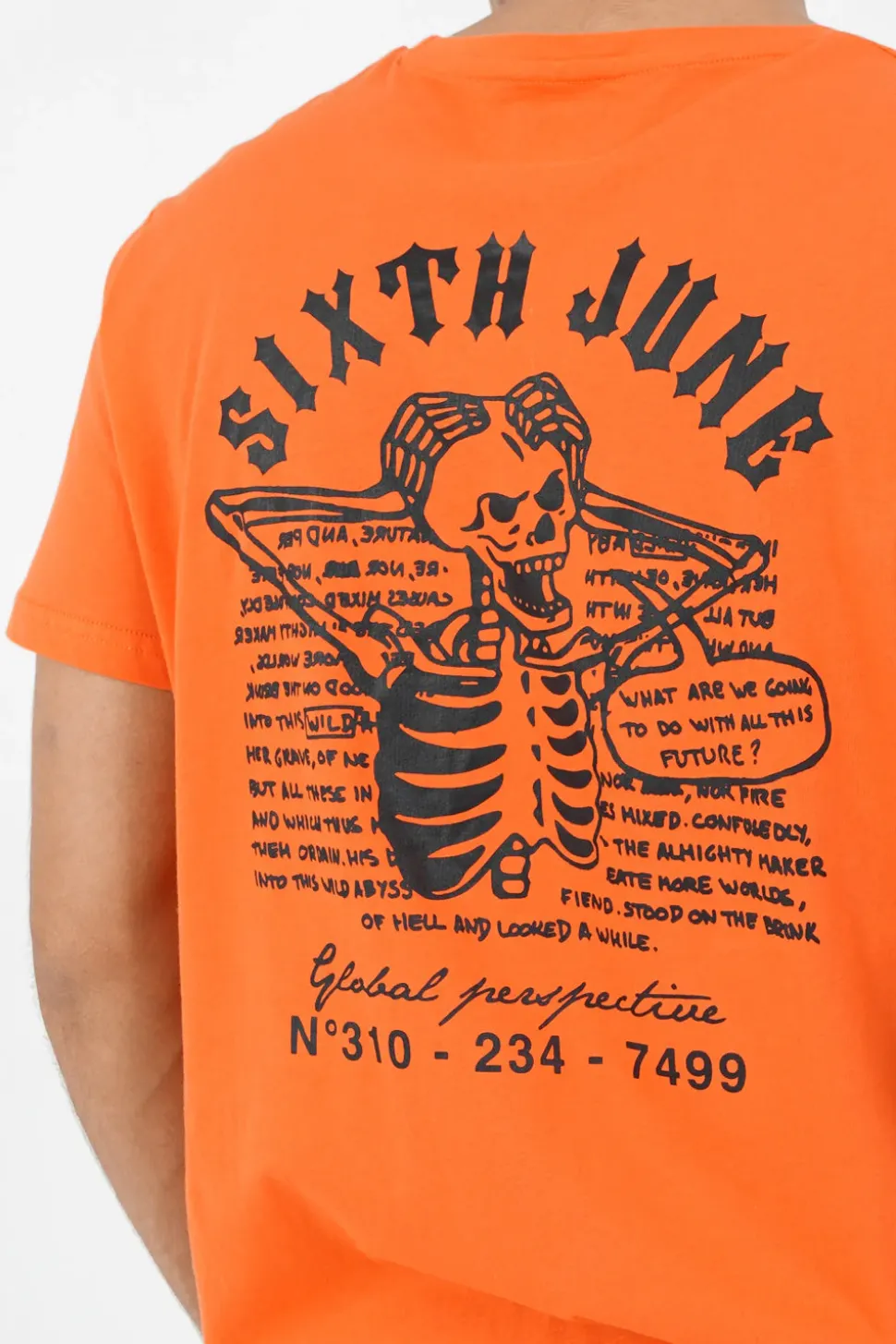 T-Shirt Squelette Gothique Orange