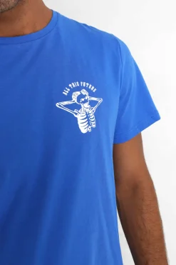 T-Shirt Squelette Gothique Bleu Fonce
