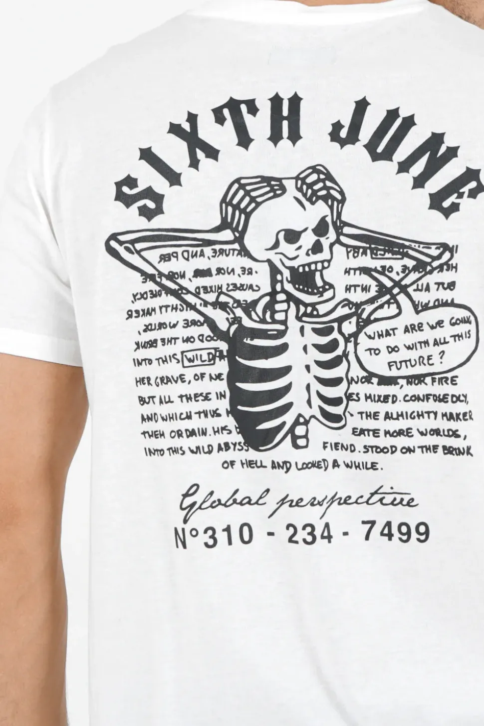 T-Shirt Squelette Gothique Blanc