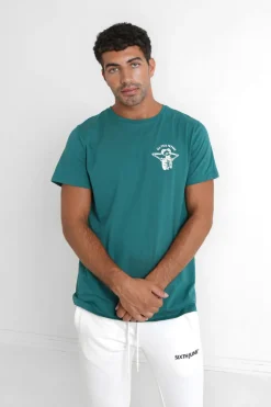 T-Shirt Squelette Gothique Vert Fonce