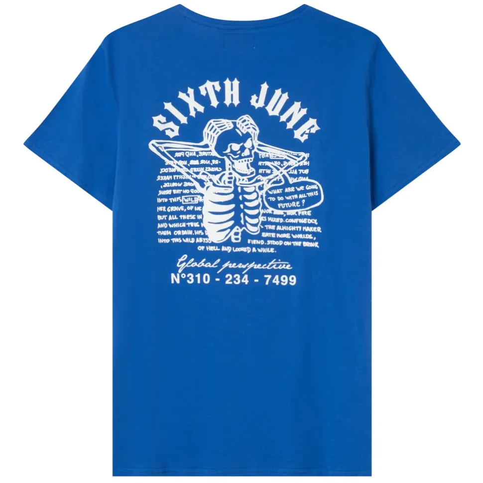 T-Shirt Squelette Gothique Bleu Fonce