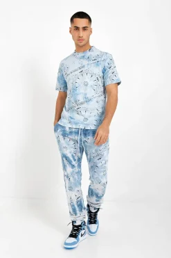 T-Shirt Tie Dye Bandana Bleu