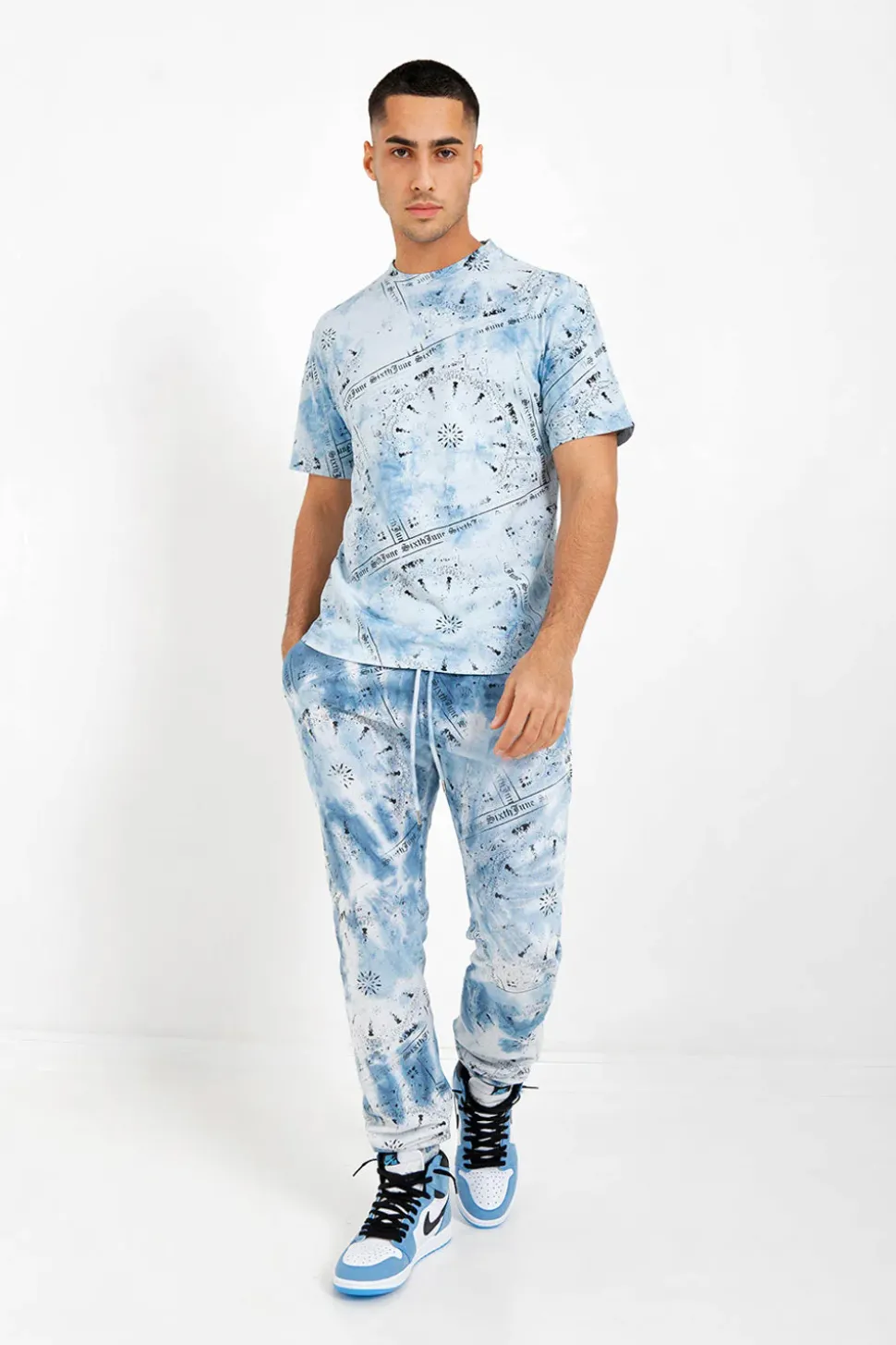 T-Shirt Tie Dye Bandana Bleu