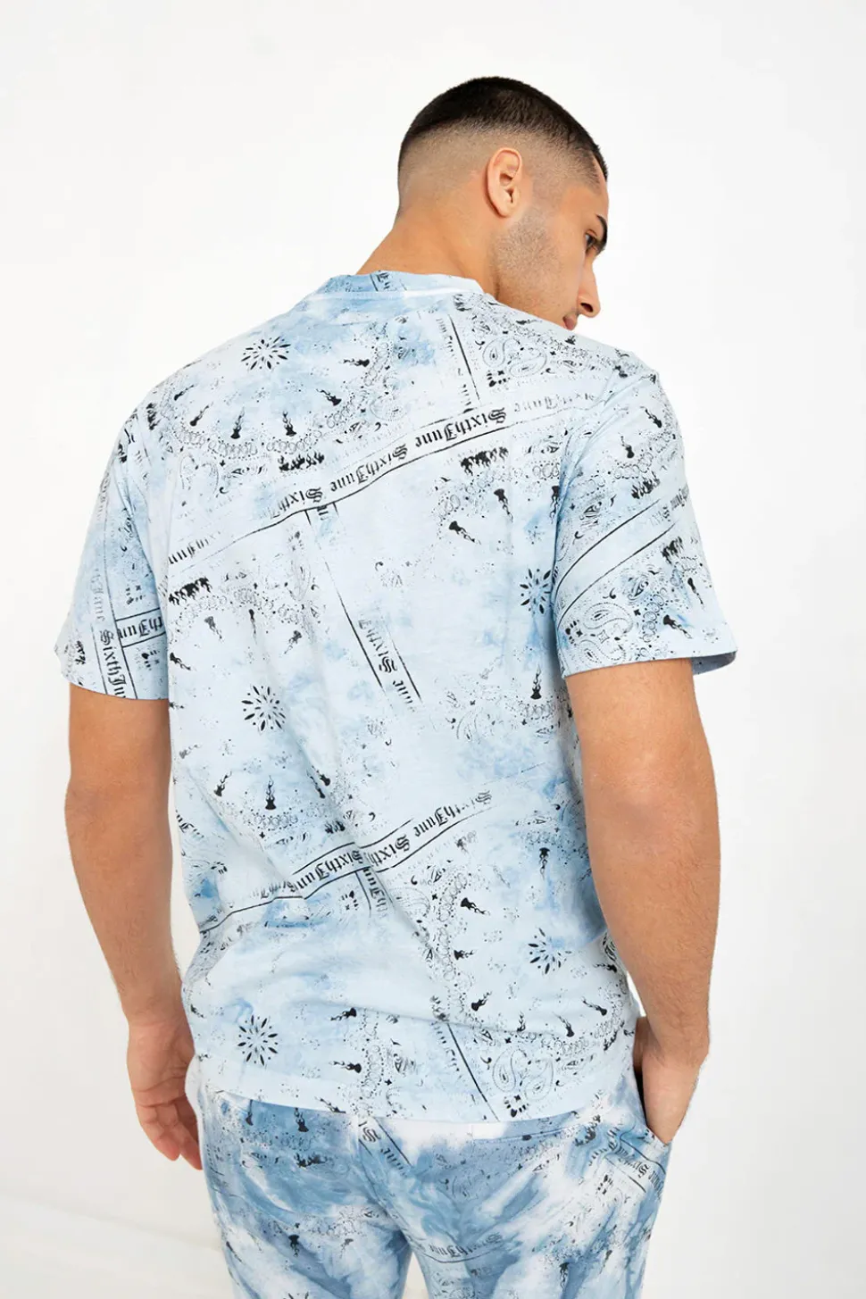 T-Shirt Tie Dye Bandana Bleu